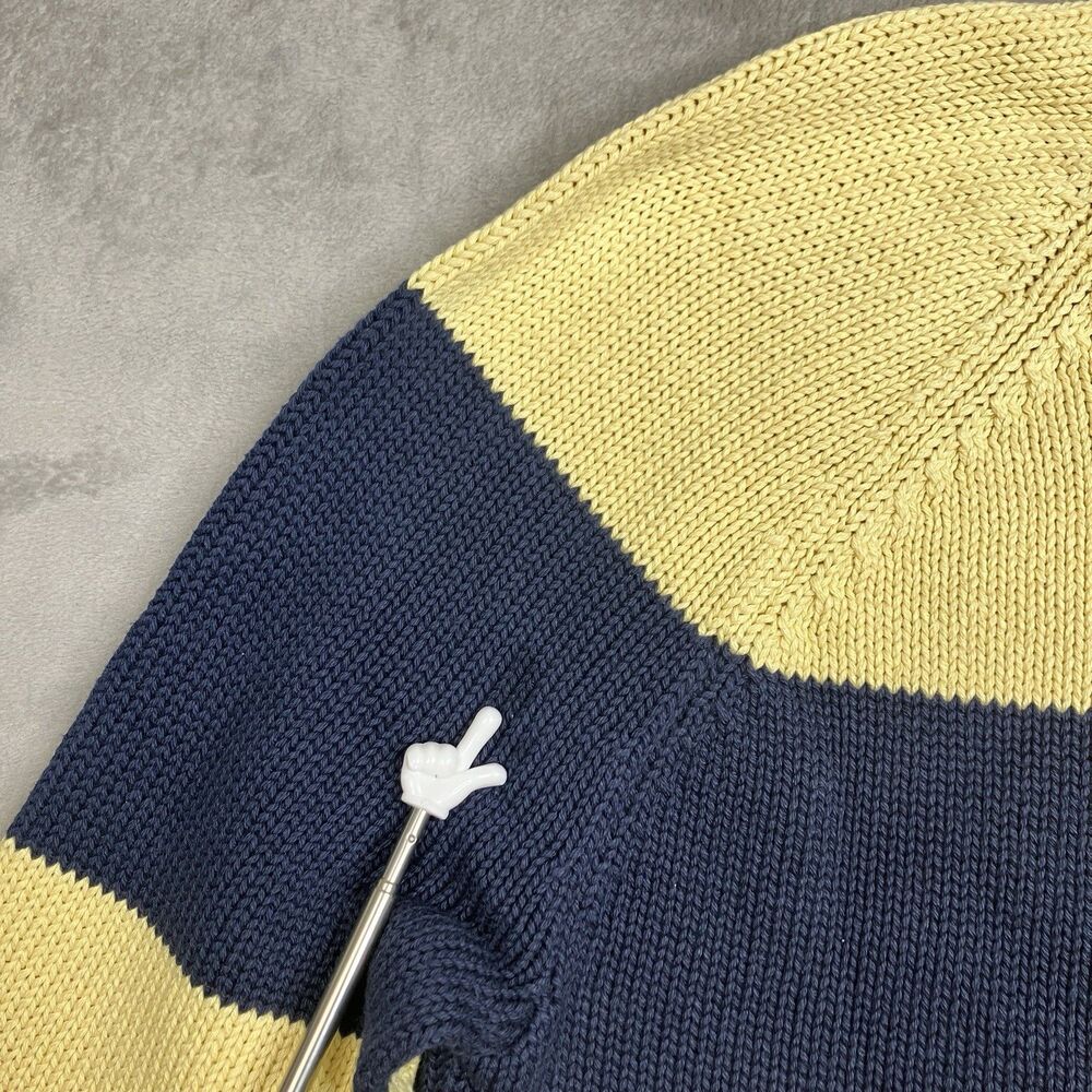 J Crew Sweater Mens M 1988 Rollneck Blue Stripped Cotton Rugby Preppy Coastal - Picture 4 of 15